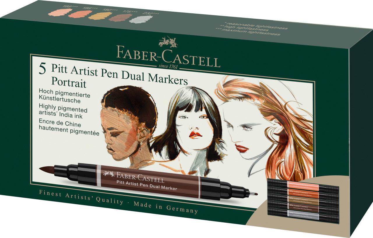PITT ARTIST PEN DUAL MARKER SET 5 BUC PORTRET FABER-CASTELL PITT ARTIST PEN DUAL MARKER SET 5 BUC PORTRET FABER-CASTELL